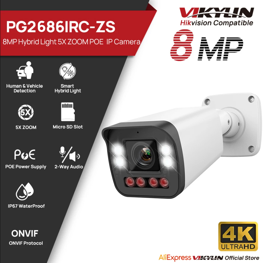 Home Security Nvr - VIKYLIN 8MP 5X Zoom Bullet IP