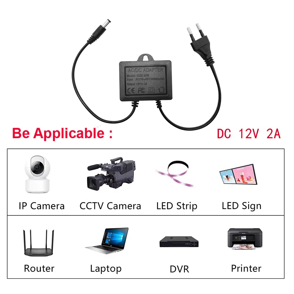Home Security Nvr - Outdoor waterproof Power Adapter DC 12V
