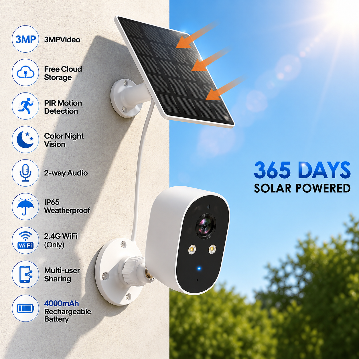 Home Security Flood Lights - Solar Security Cameras Wireless Outdoor for