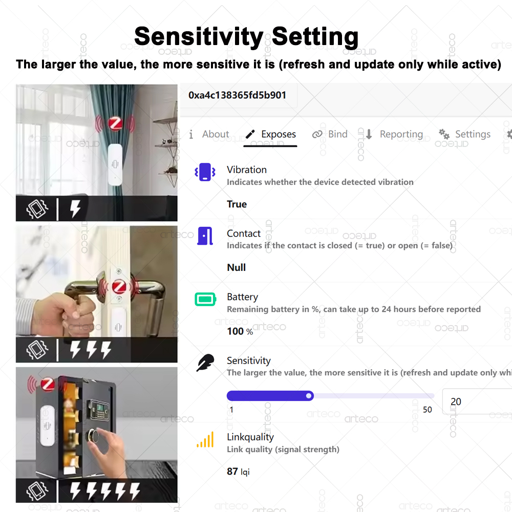 ZigBee Smart Vibration Sensor  - Home Security Home Assistant avaliação e preço