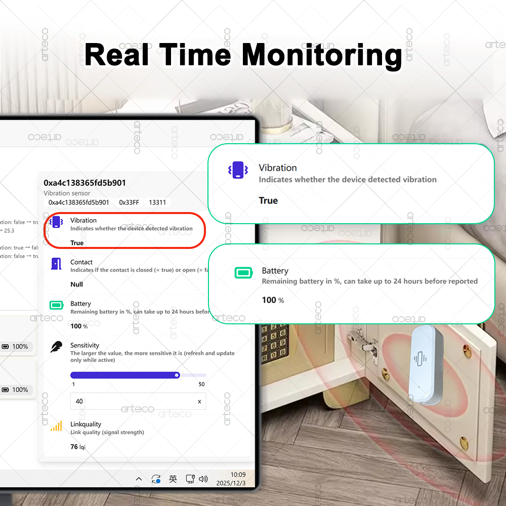 ZigBee Smart Vibration Sensor  - Home Security Home Assistant avaliação e preço