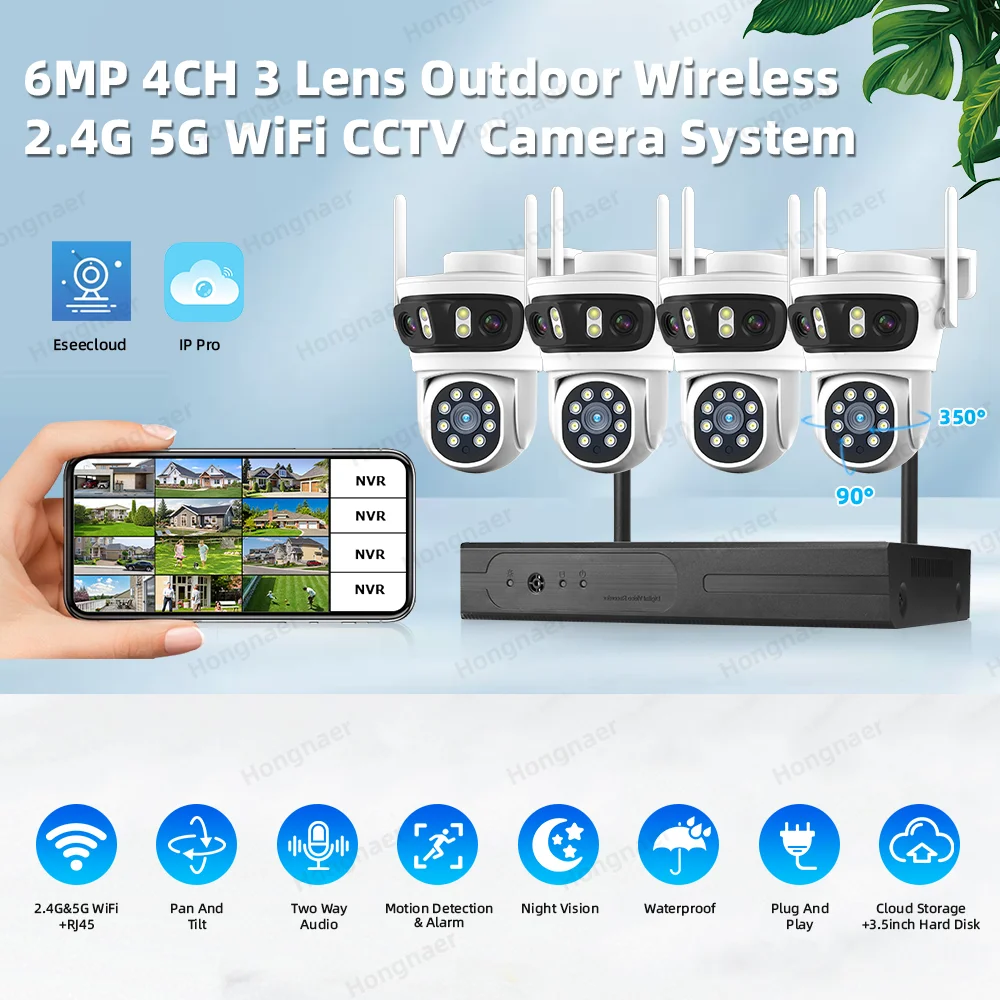 2026 Hongnaer 6MP 4CH 3 Lens 2 - Home Security Nvr avaliação e preço