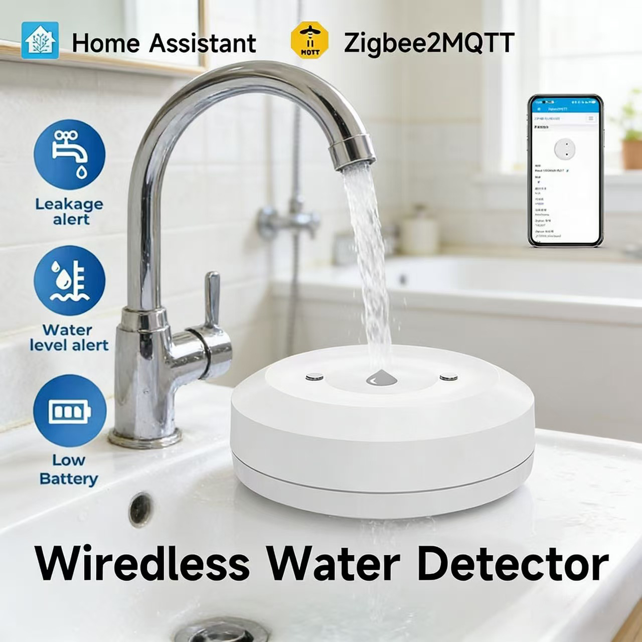 Smart ZigBee3.0 2MQTT Water Le - Home Security Home Assistant avaliação e preço