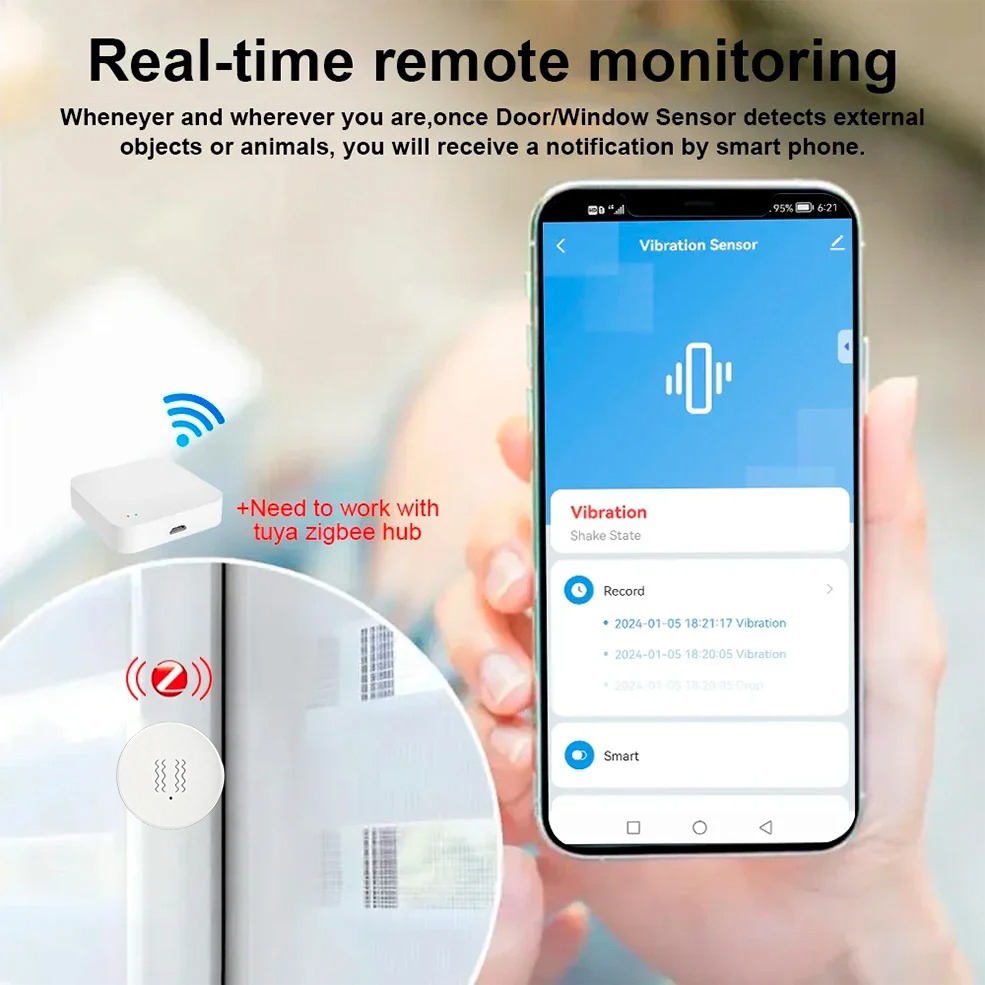 Tuya ZigBee Smart Vibration &  - Home Security Upgrades avaliação e preço