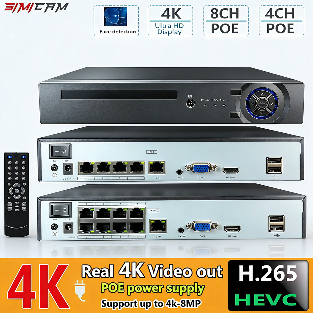 4K 10CH NVR 4/8Port POE For 8M - Home Security Nvr avaliação e preço