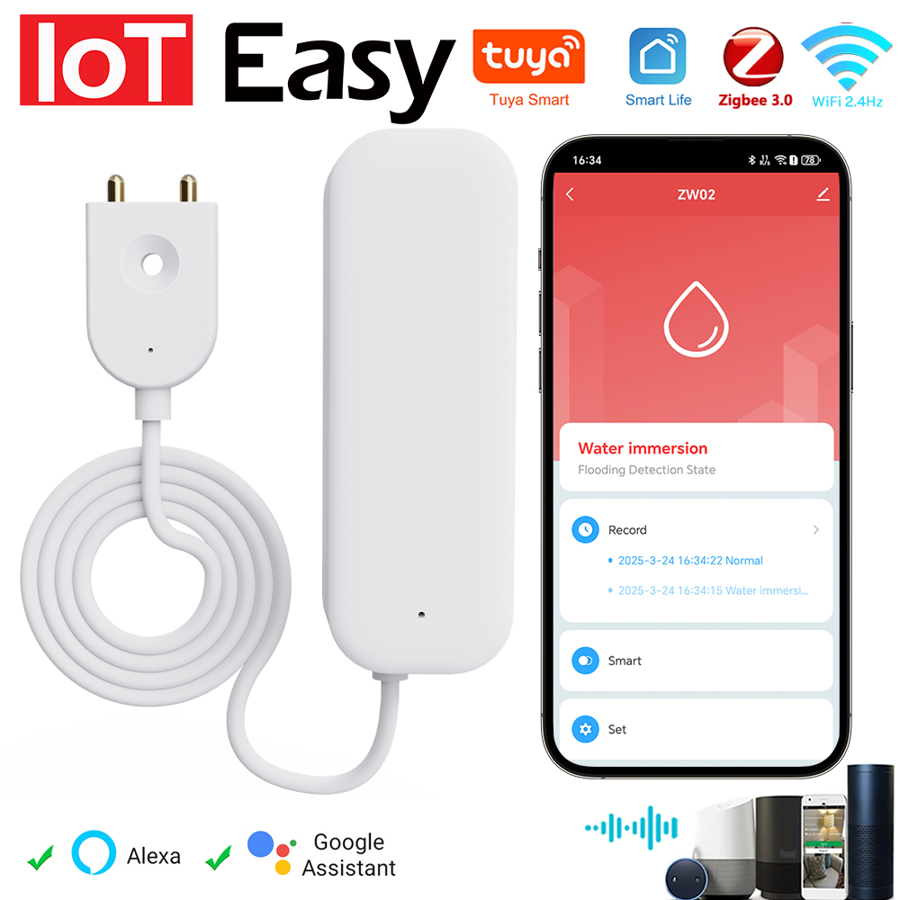 Tuya WiFi ZigBee Water Sensor  - Home Security Home Assistant avaliação e preço