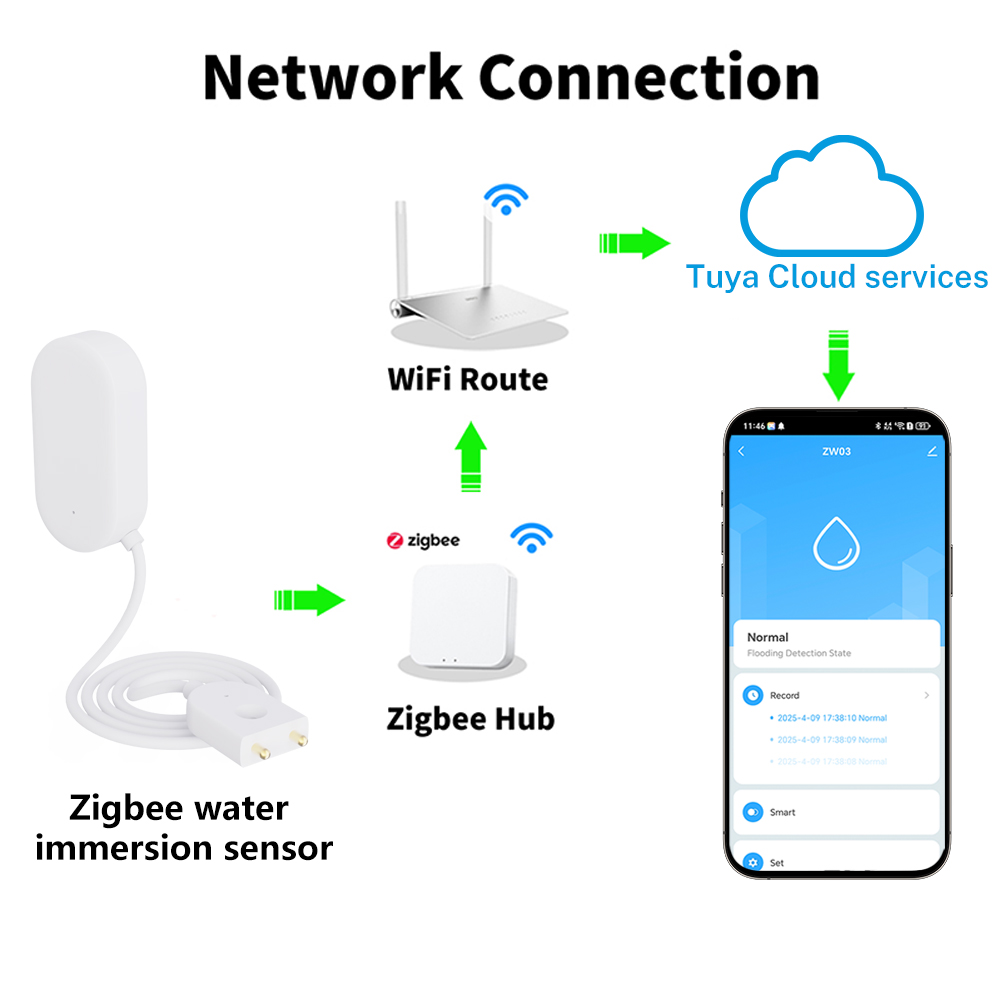 Tuya WiFi ZigBee Water Sensor  - Home Security Home Assistant avaliação e preço