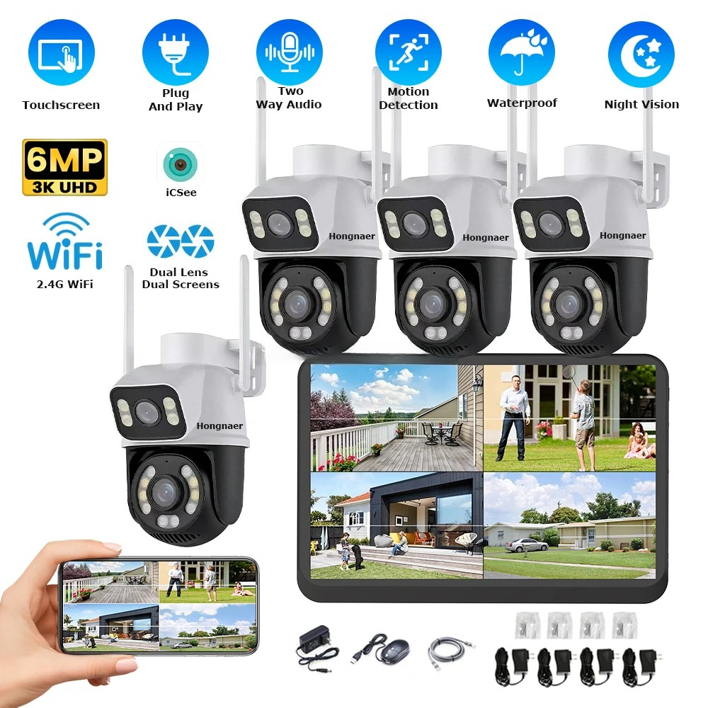 Hongnaer 6MP 4CH Dual Lens Hom - Home Security Nvr avaliação e preço