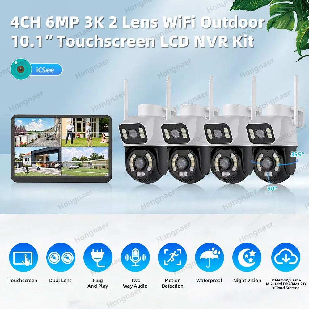 Hongnaer 6MP 4CH Dual Lens Hom - Home Security Nvr avaliação e preço