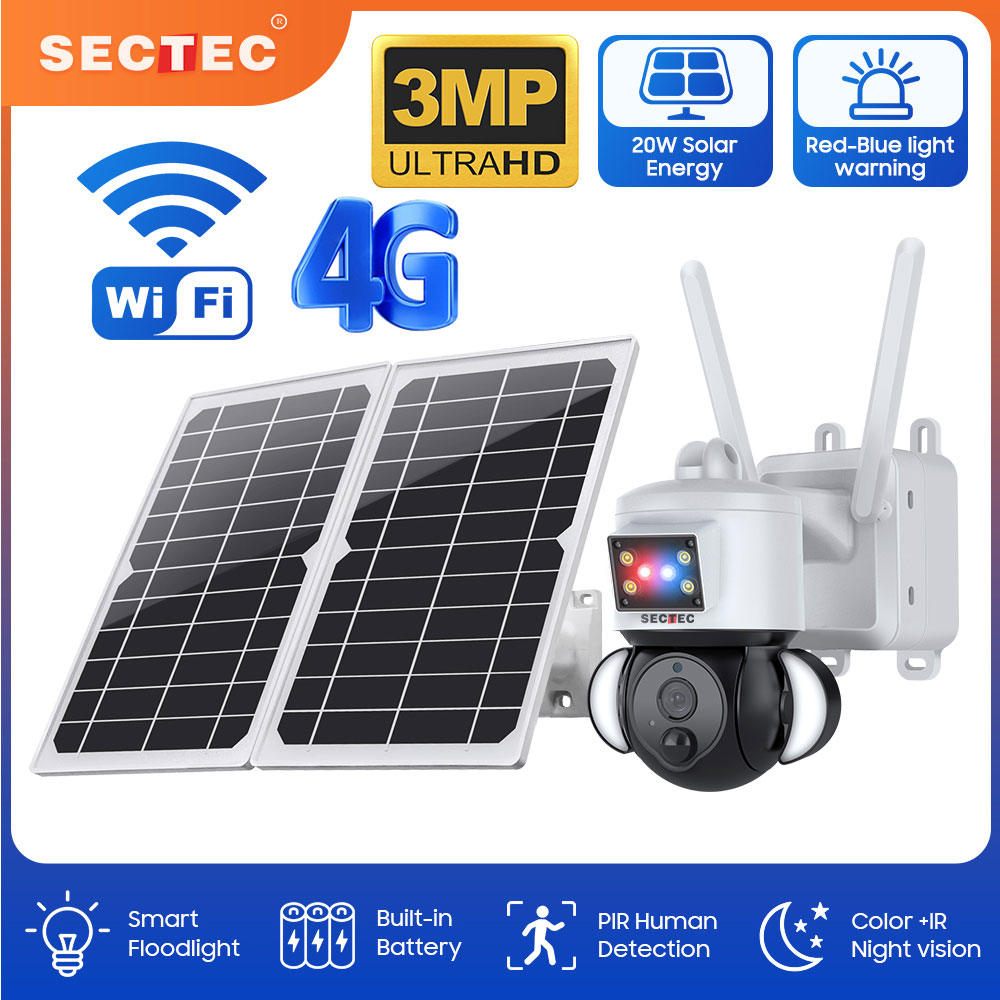 SECTEC 20W Solar Battery Red B - Home Security Flood Lights avaliação e preço