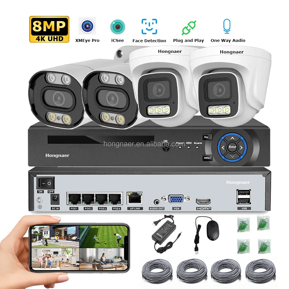 2026 Hongnae 8MP One Way Audio - Home Security Nvr avaliação e preço